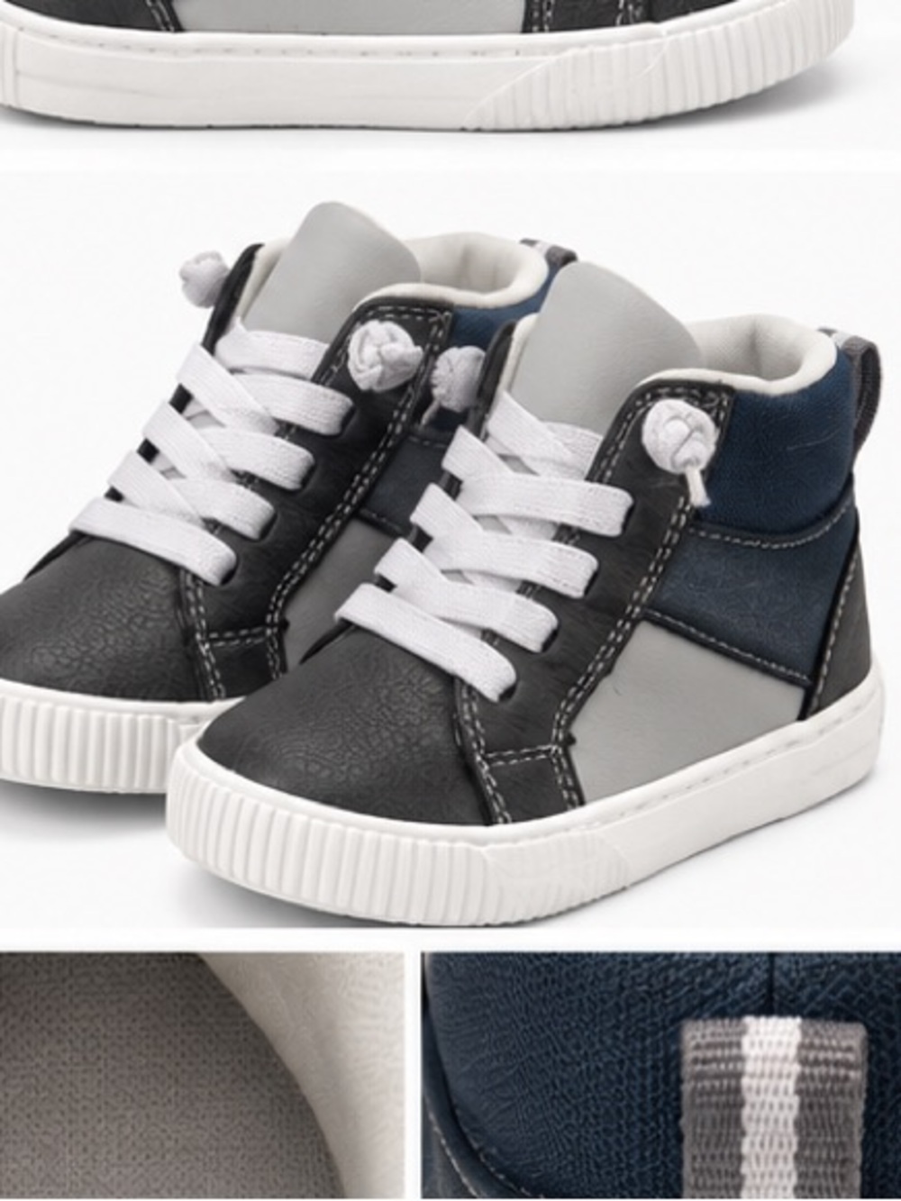 NWT Carter's Avenida Boys High Top Sneakers Gray Size 6 MSRP $40